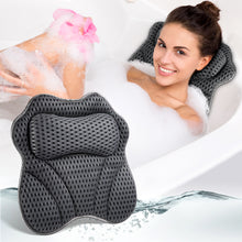 Load image into Gallery viewer, Uarter Bath Pillow Ultra-Soft 4D Support Bathtub Pillow 17&quot;*17&quot; Large Fast Drying Spa Headrest Bath Pillows for Tub with 6 Powerful Suction Cups, Gray
