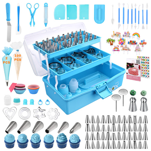 Uarter 354 Pcs Cake Decorating Kit Supplies - Baking Accessories Cupcake Decorating Kit Baking Equipment, Piping Nozzles & Bags, Baking Tools with Storage Box