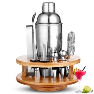 Uarter Bartender Kit with Stylish Bamboo Stand 12 Piece 25oz Cocktail Shaker Set Full Accessories