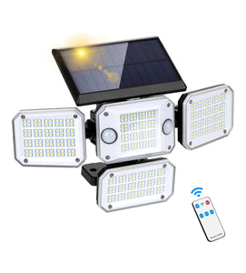 Uarter Flood Light LED Solar Outdoor Lights with Remote Control £¦ 4 Heads Motion Sensor Lights