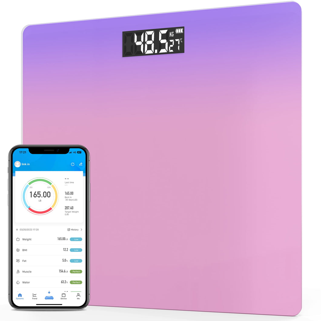 Digital Body Weight Bathroom Scale, Highly Accurate Smart Body Composition Scales with Wireless Smartphone App Sync for Weight Body, Muscle Mass Max 400 lbs