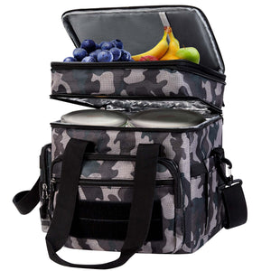 Uarter Insulated Tactical Lunch Bag, 20L Reusable Double Deck Lunch Boxes Bag Thermo Cooler Bag for Women/Men, Green Camo