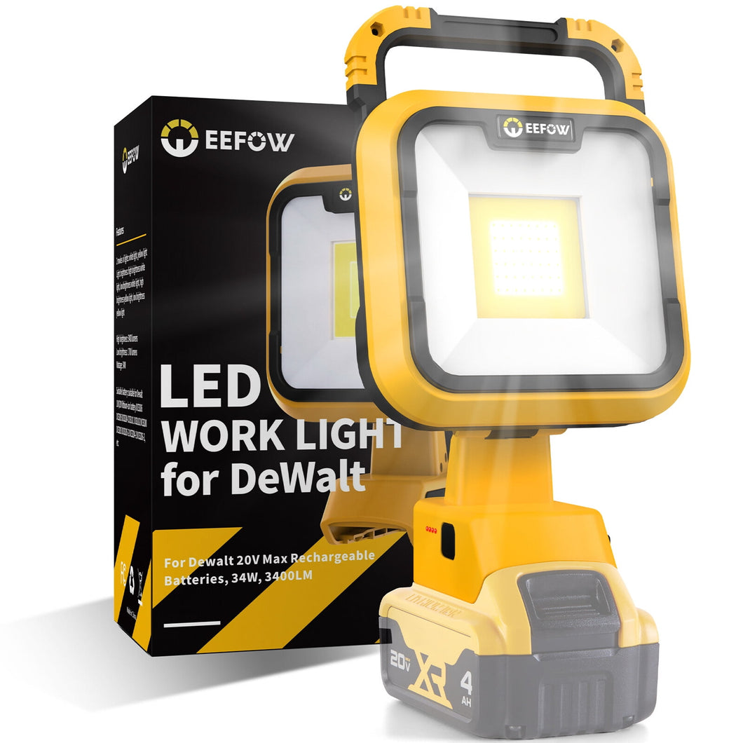 Uarter LED Work Light for Dewalt 20V Battery Portable Cordless Flashlight 3400LM Camping Light