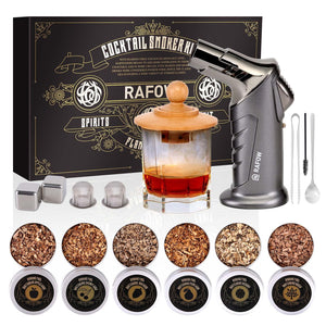 Whiskey Cocktail Smoker Kit with Torch, 6 Flavors Cocktail Smoked Wood, Old Fashioned Smoker Kit for Whiskey, Cocktail, Bourbon, Gift for Whiskey Lovers, Father, Husband, Men, Without Butane