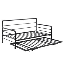 Load image into Gallery viewer, Twin Size Daybed Frames  with Adjustable Trundle Loft Bed Twin,Pop-up Trundle for Family Bedroom,Office,Black
