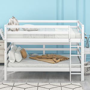 Bunk Bed for Kids: Twin Over Twin Bunk Beds with Ladder & Safety Rail | Wood Twin Loft Bed with Full-length Guardrail , Convertible to 2 Beds ,Space Saving Bunk Bed for Kids and Teens - White